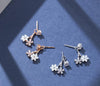 1PAIR Authentic Real 100% 925 Sterling Silver fine Jewelry Shell &zirconia Flower Front&Back ear Earrings GTLE2357