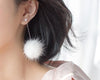 1PAIR CZ Stone Black/ White Fur Ball Long Earrings For Women Earrings 100% Real. 925 Sterling Silver Winter's Jewelry gtle1757