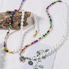 1PC Bohemia Imitation Pearls Simple Seed Beads Strand Necklace Bracelet Short Choker Necklace Jewelry Chokers Necklace Gift