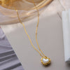 1PC Carved White Mother Oyster Pendant Necklace 18K Gold Plated Square Zircon Choker Color Retention Clavicle Chain Jewelry