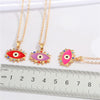 1PC Ethnic Colorful Evil Eye Necklace For Women Bohemia Enamel Rainbow Zircon Eyelashes Pendant Necklace Chain Jewelry N222