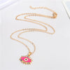 1PC Ethnic Colorful Evil Eye Necklace For Women Bohemia Enamel Rainbow Zircon Eyelashes Pendant Necklace Chain Jewelry N222