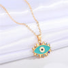 1PC Ethnic Colorful Evil Eye Necklace For Women Bohemia Enamel Rainbow Zircon Eyelashes Pendant Necklace Chain Jewelry N222