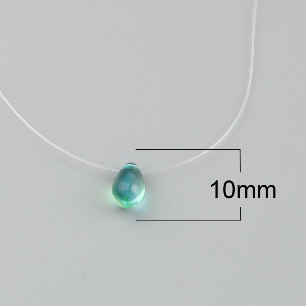 1PC Glass Colorful Drop Pendants Choker Necklace Invisible Fishing Line Chains Women Party Necklace Collar Jewelry