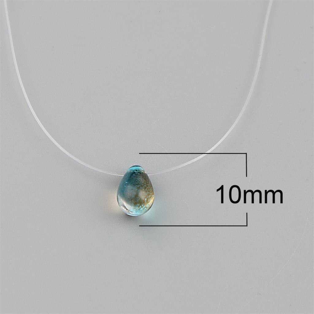 1PC Glass Colorful Drop Pendants Choker Necklace Invisible Fishing Line Chains Women Party Necklace Collar Jewelry