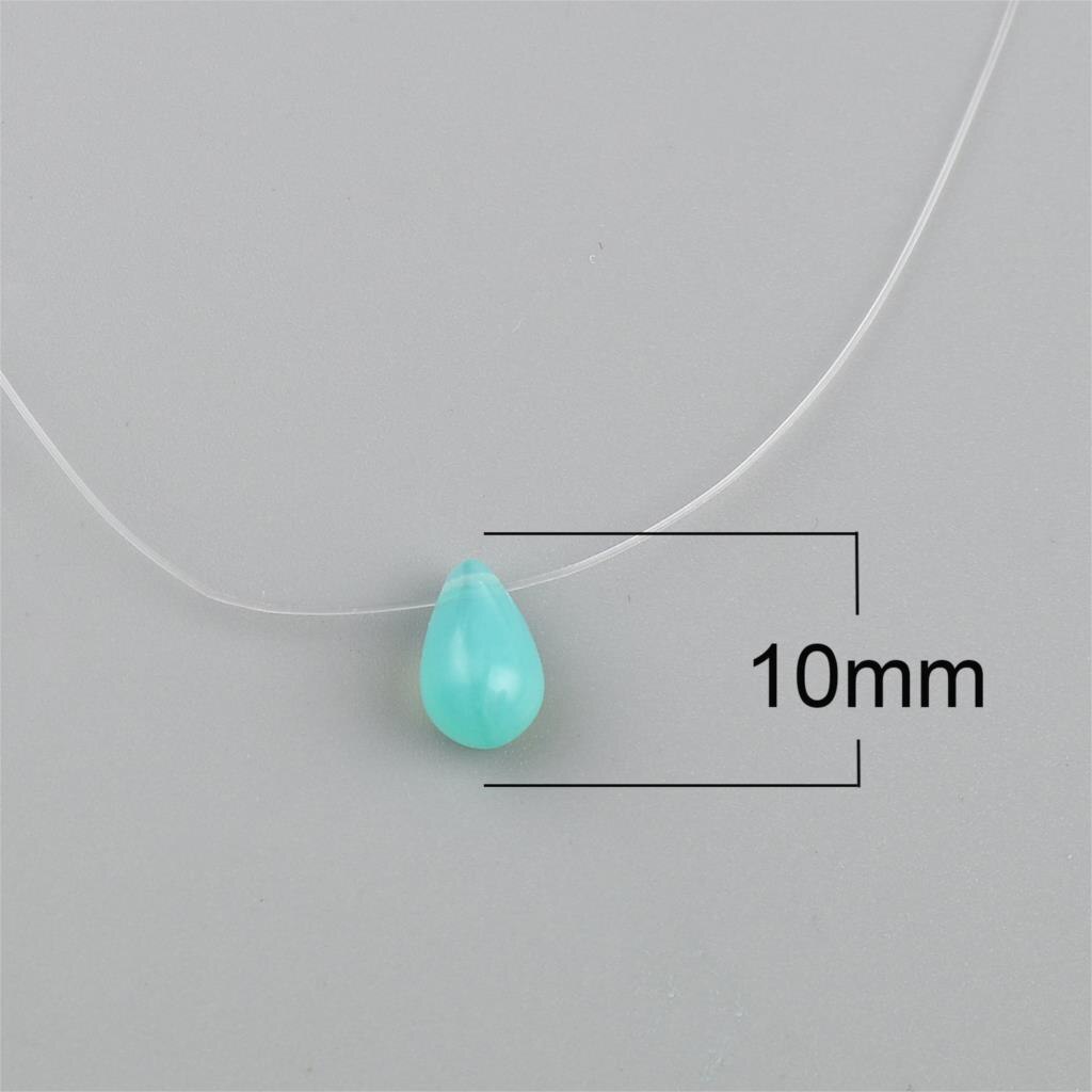 1PC Glass Colorful Drop Pendants Choker Necklace Invisible Fishing Line Chains Women Party Necklace Collar Jewelry