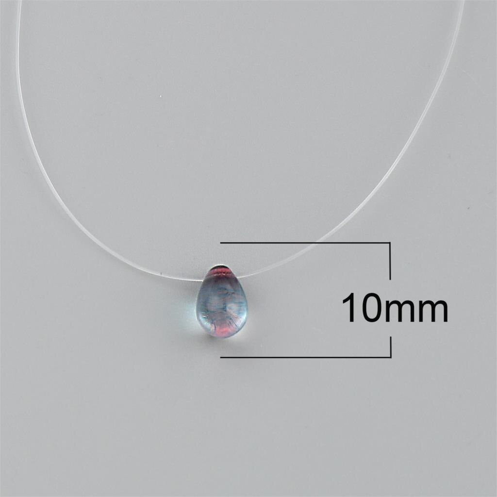 1PC Glass Colorful Drop Pendants Choker Necklace Invisible Fishing Line Chains Women Party Necklace Collar Jewelry