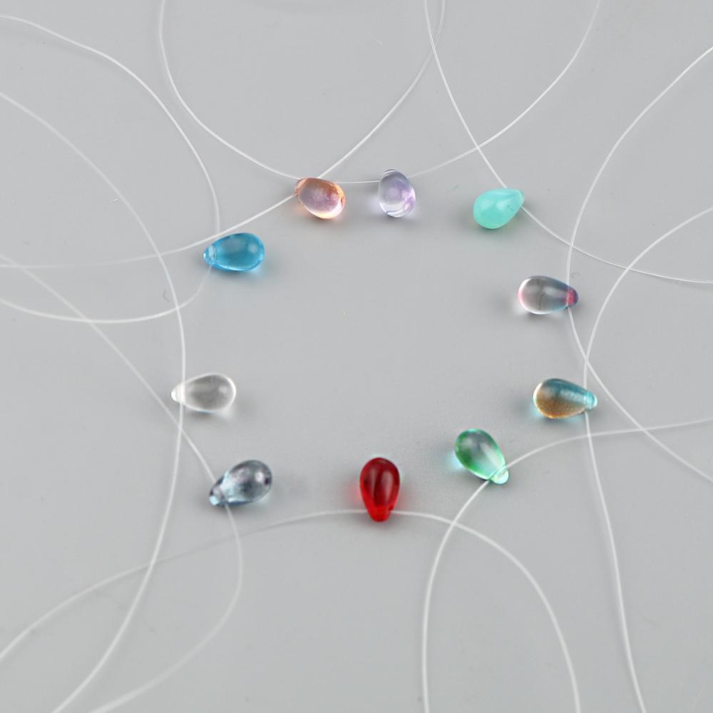 1PC Glass Colorful Drop Pendants Choker Necklace Invisible Fishing Line Chains Women Party Necklace Collar Jewelry