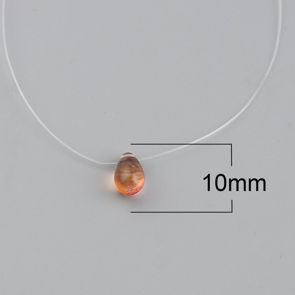 1PC Glass Colorful Drop Pendants Choker Necklace Invisible Fishing Line Chains Women Party Necklace Collar Jewelry