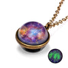 1PC Statement Gorgeous Colorful Glass Galaxy Planet Earth Universe Ball Pendant Link Chain Necklace Glow in the Dark