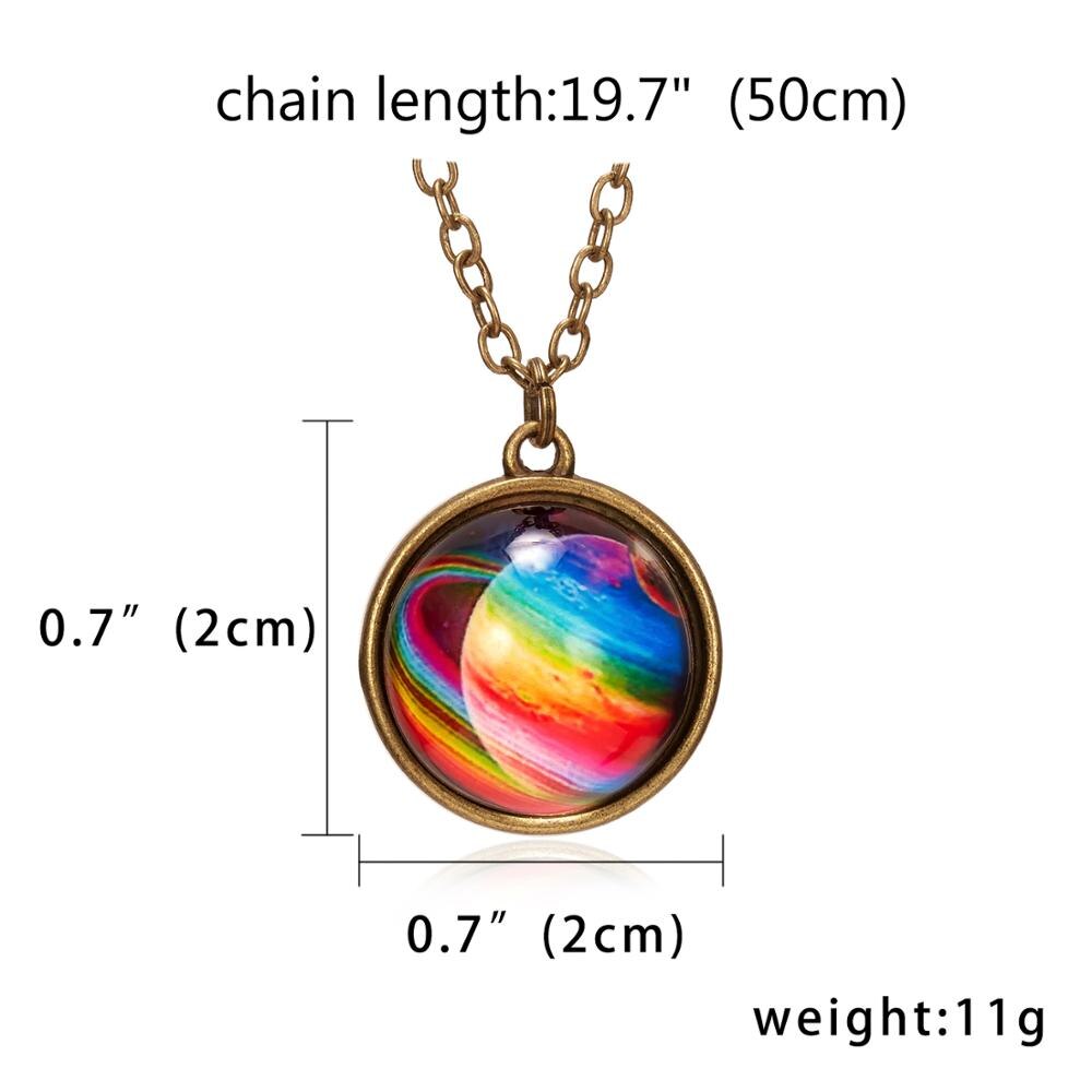1PC Statement Gorgeous Colorful Glass Galaxy Planet Earth Universe Ball Pendant Link Chain Necklace Glow in the Dark