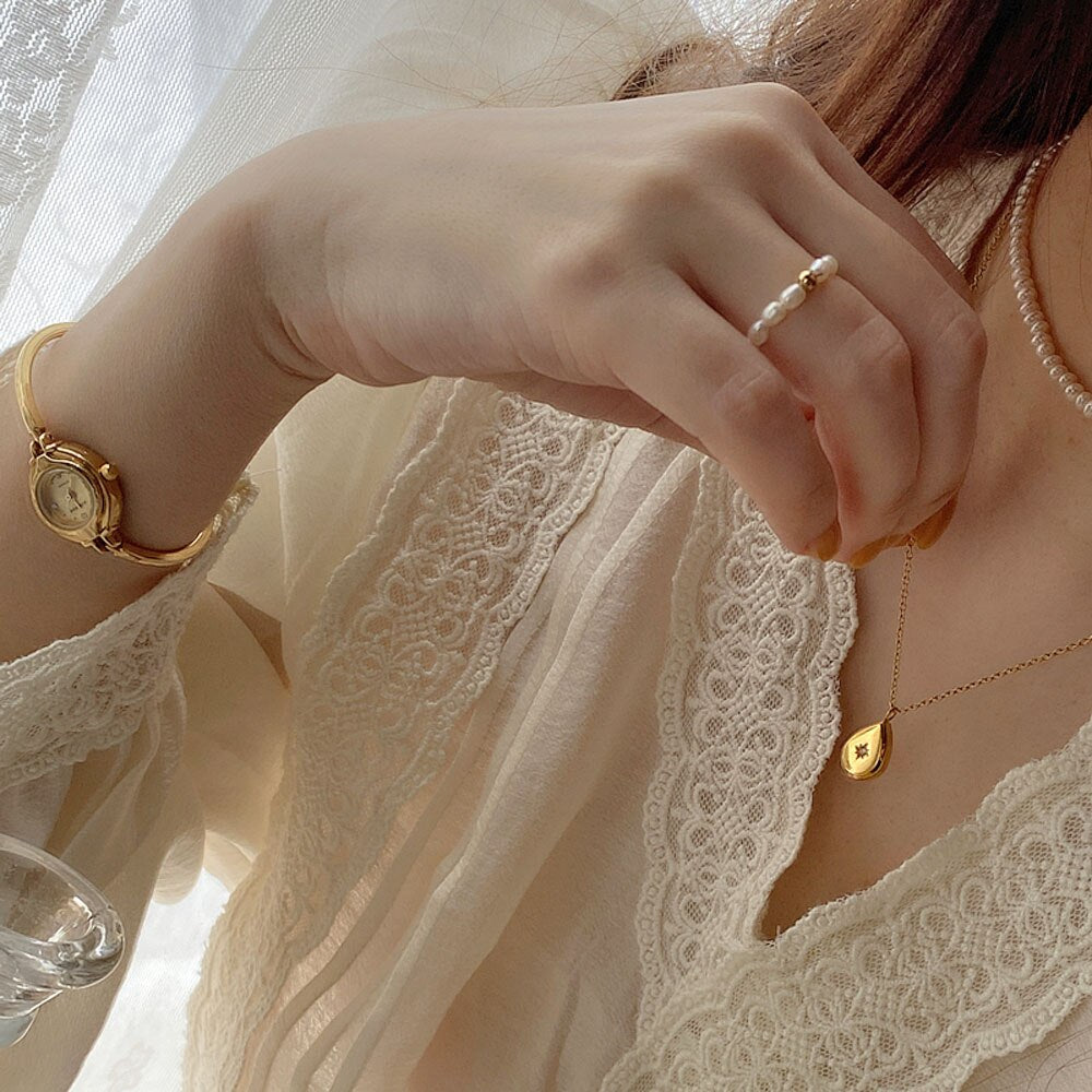 1PC Gold Bricks Pendant Necklace 18K Gold Plated White Mother Oyster Choker Color Retention Clavicle Chain Jewelry