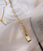 1PC Gold Bricks Pendant Necklace 18K Gold Plated White Mother Oyster Choker Color Retention Clavicle Chain Jewelry