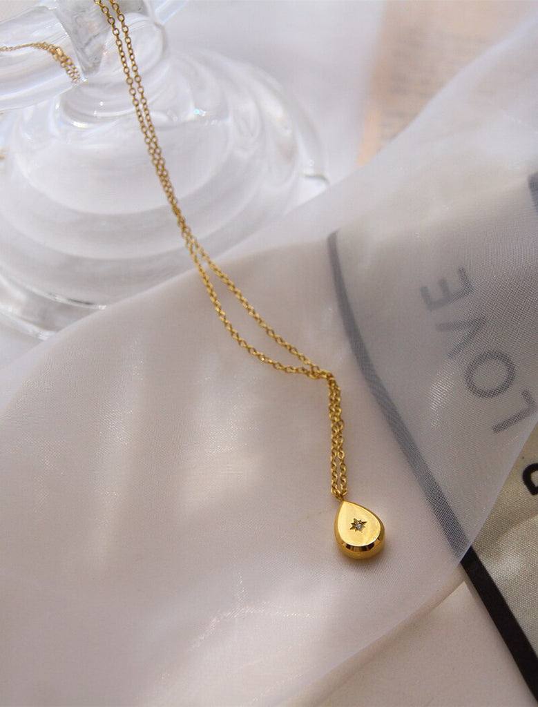 1PC Gold Bricks Pendant Necklace 18K Gold Plated White Mother Oyster Choker Color Retention Clavicle Chain Jewelry