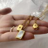 1PC Gold Bricks Pendant Necklace 18K Gold Plated White Mother Oyster Choker Color Retention Clavicle Chain Jewelry