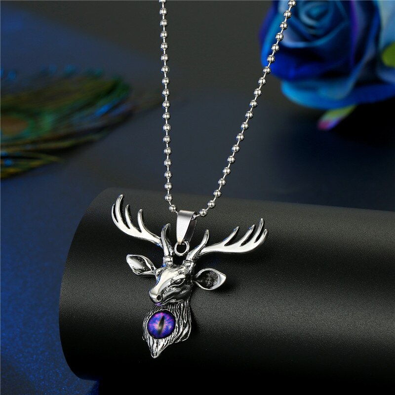 1PC Gothic Personality Evil Eye Bull Head Necklace For Women Men Punk Vintage Metal Hand Palm Feather Pendant Choker Jewelry
