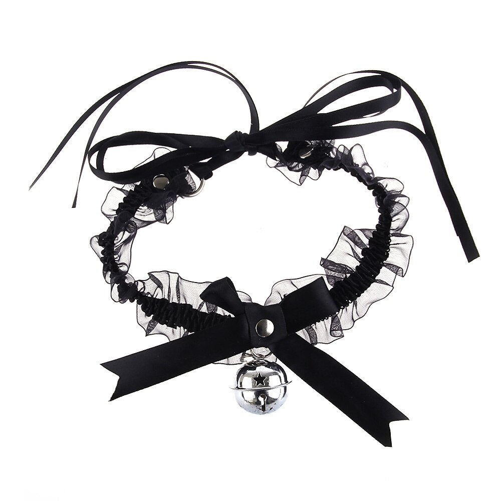 1 Pc Black Ribbon Bow Choker Necklace for Women