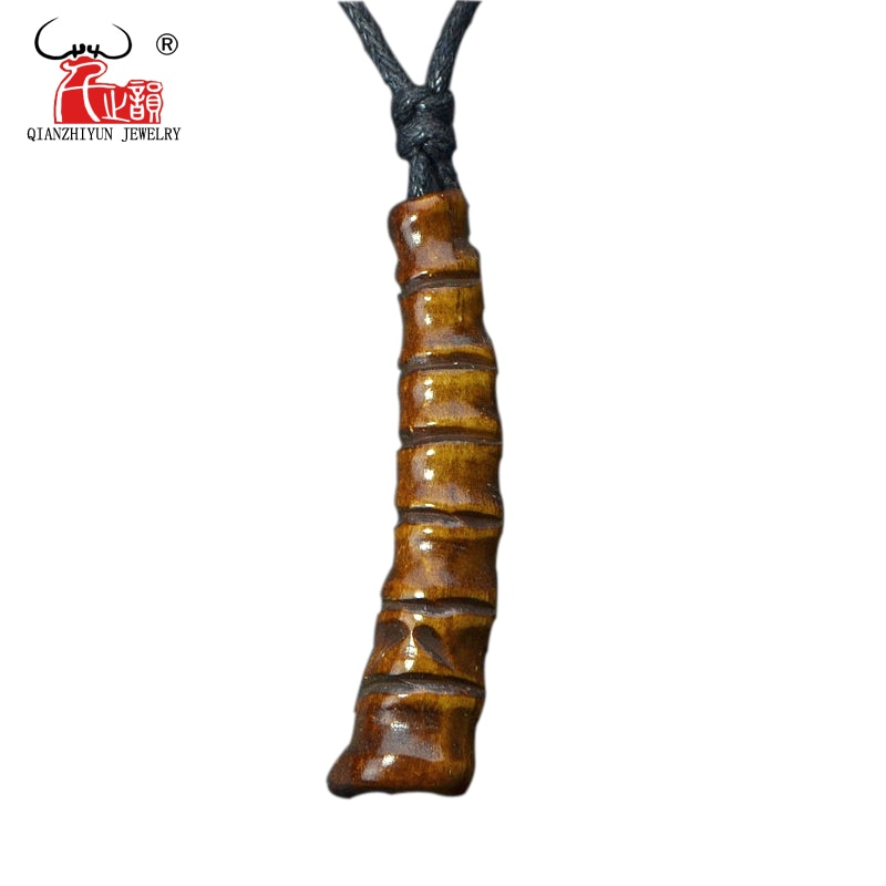 1PC Handmade Carved Yak Bone Necklace brown bamboo Pendant Choker Woman's Man's Hawaii Tribal Surfer Style Jewelry