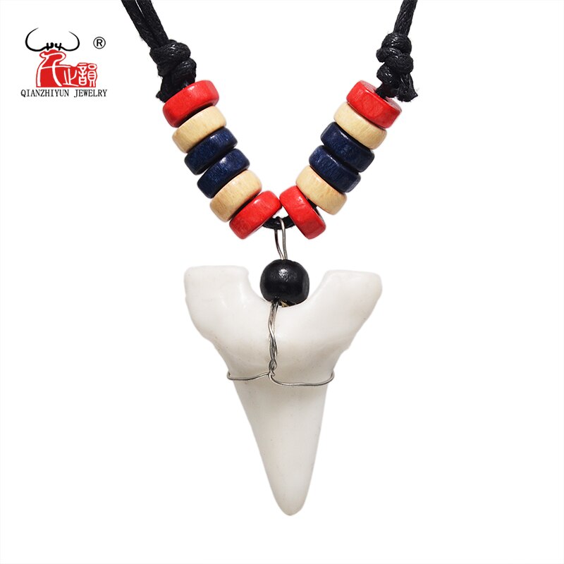 1PC Hawaii Surfer Jewelry Handmade Imitation shark teeth Pendant Zealand Maori Tribal bone Choker WoMen's Men's Necklace