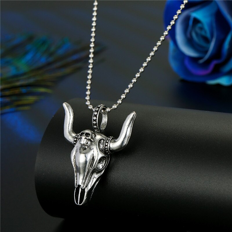 1PC Men Punk Vintage Metal Snake Dog Statement Necklace Gothic Monkey Dragon Bull Head Animals Pendant Necklace Women Jewelry