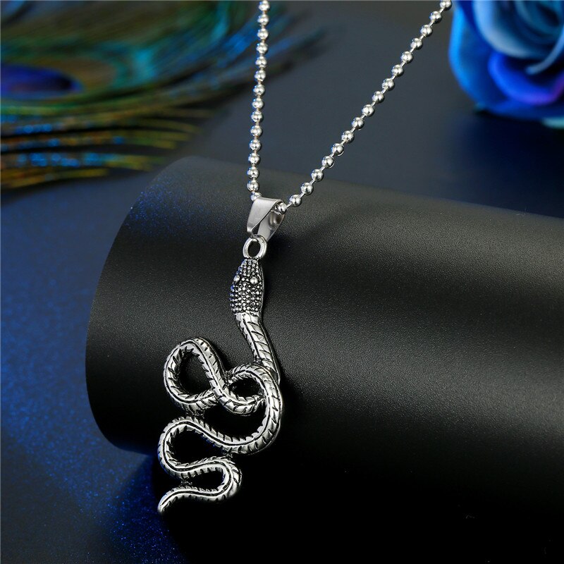 1PC Men Punk Vintage Metal Snake Dog Statement Necklace Gothic Monkey Dragon Bull Head Animals Pendant Necklace Women Jewelry