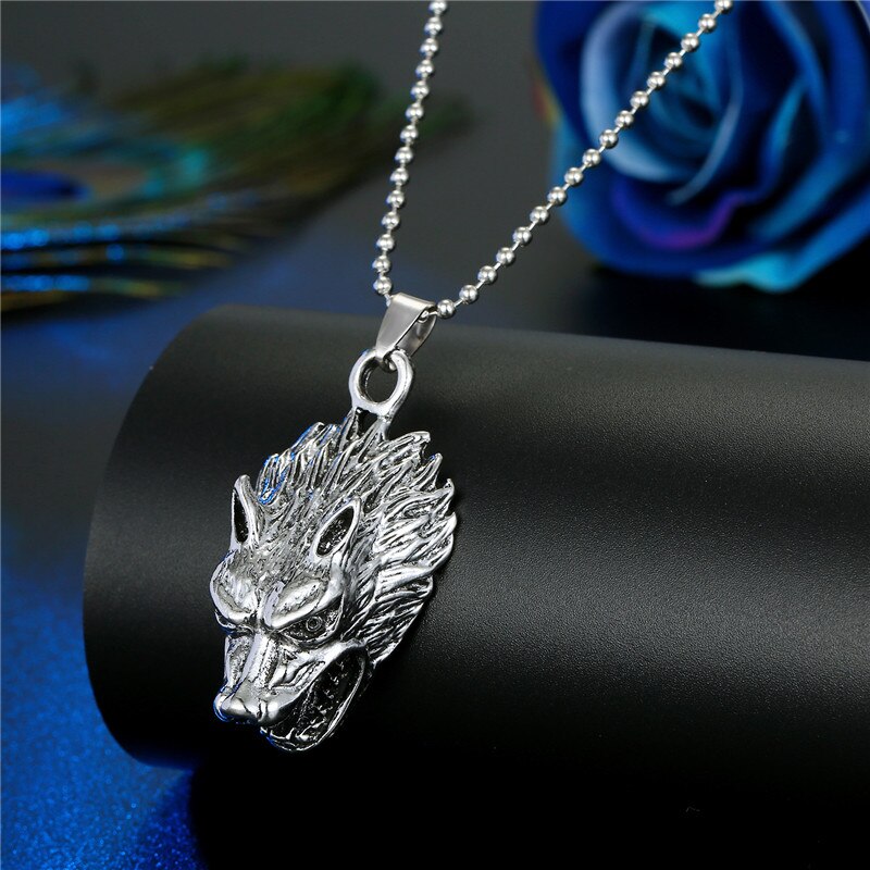 1PC Men Punk Vintage Metal Snake Dog Statement Necklace Gothic Monkey Dragon Bull Head Animals Pendant Necklace Women Jewelry