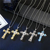 1PC Punk Rhinestones Cross Necklace Choker Male Jewelry Hip Hop Gold Color Crystal Cross Big Pendant Necklace For Men Women
