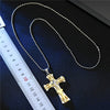 1PC Punk Rhinestones Cross Necklace Choker Male Jewelry Hip Hop Gold Color Crystal Cross Big Pendant Necklace For Men Women