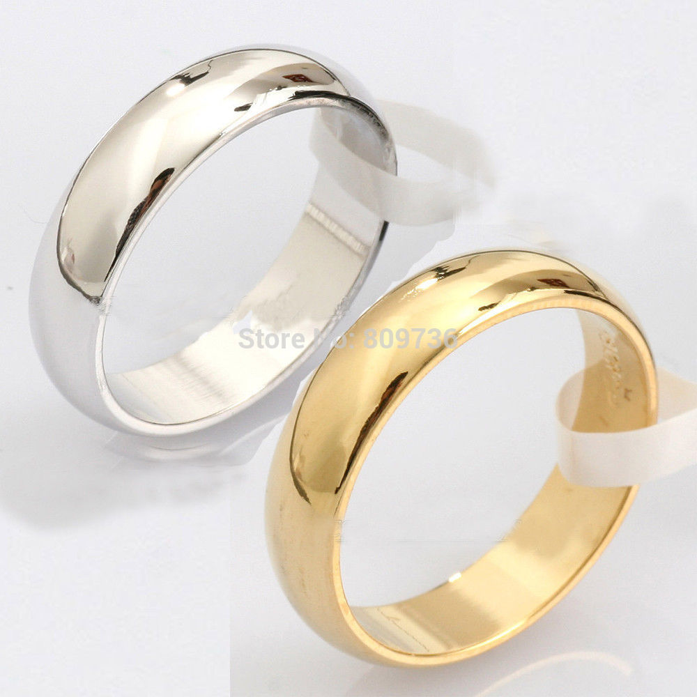 1PC Plain Titanium Steel Ring New Fashion Engagement Wedding Ring Women Silver Gold Tone Band Ring Jewelry Free Ship