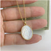 1PC Promotion  Aparecida Image Oval  Pendant Necklace Natural Mother of Pearl Shell Copper Alloy Jewelry  for Women