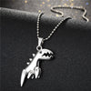 1PC Punk Cute Metal Small Dinosaur Chain Necklace For Women Men Trendy Hiphop Steel Color Graffiti Animal Pendant Choker Jewelry