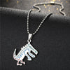 1PC Punk Cute Metal Small Dinosaur Chain Necklace For Women Men Trendy Hiphop Steel Color Graffiti Animal Pendant Choker Jewelry