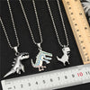1PC Punk Cute Metal Small Dinosaur Chain Necklace For Women Men Trendy Hiphop Steel Color Graffiti Animal Pendant Choker Jewelry