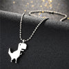 1PC Punk Cute Metal Small Dinosaur Chain Necklace For Women Men Trendy Hiphop Steel Color Graffiti Animal Pendant Choker Jewelry