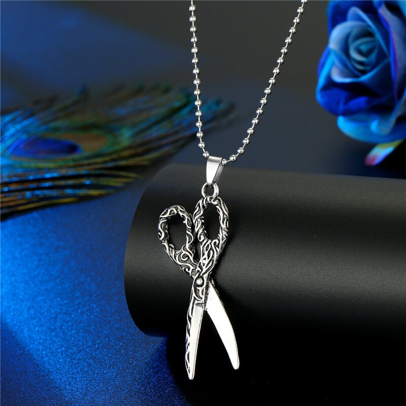 1PC Punk Gothic Cross Skull Scepter Statement Necklace For Women Men Unique Vintage Guitar Scissors Flying Dragon Pendant Choker