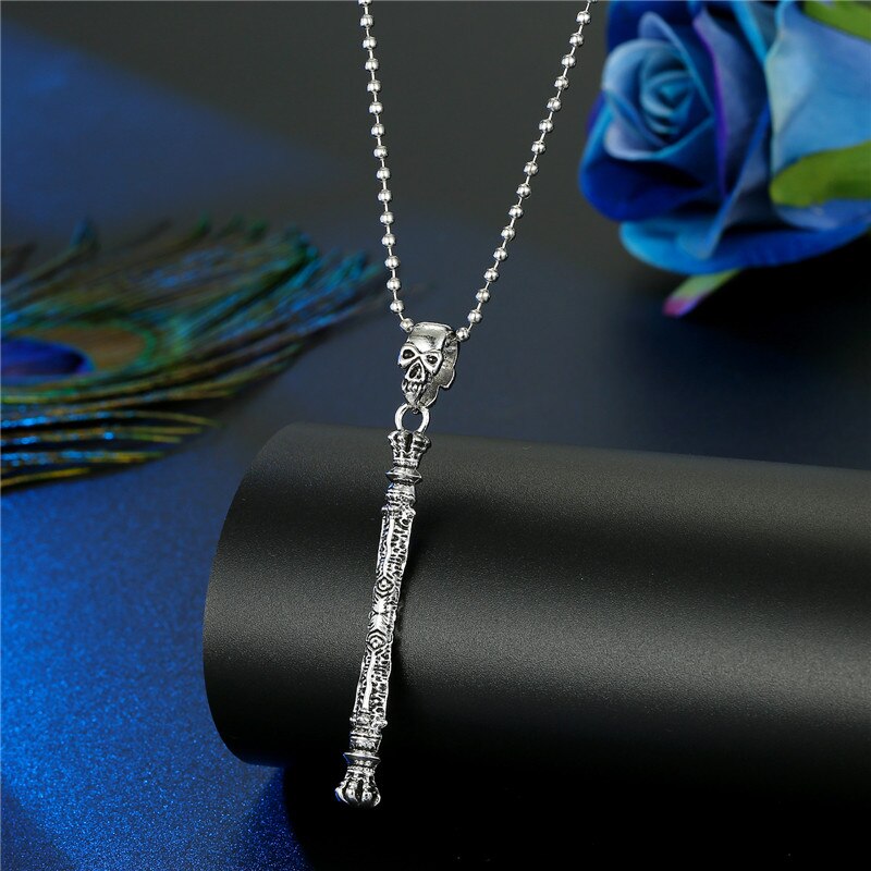 1PC Punk Gothic Cross Skull Scepter Statement Necklace For Women Men Unique Vintage Guitar Scissors Flying Dragon Pendant Choker