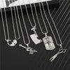 1PC Punk Gothic Knife Cross Army Tag Pendant Necklace For Men Women Cute Creative Guitar Splicing Cat Lovers Choker Jewelry N126