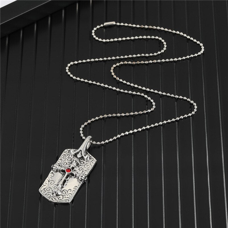 1PC Punk Gothic Knife Cross Army Tag Pendant Necklace For Men Women Cute Creative Guitar Splicing Cat Lovers Choker Jewelry N126