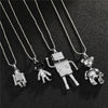 1PC Punk Hiphop Cartoon Astronaut Robot Bear Necklace For Women Men Trendy Creative Rock Metal Pendant Collar Choker Jewelry