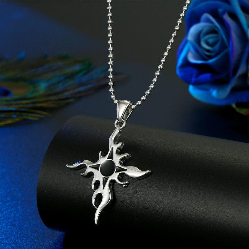 1PC Punk Trendy Zircon Cross Angel Pendant Necklace For Women Men Cute Gothic Vintage Metal Skull Wing Necklace Choker Jewelry