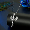 1PC Punk Trendy Zircon Cross Angel Pendant Necklace For Women Men Cute Gothic Vintage Metal Skull Wing Necklace Choker Jewelry