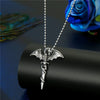 1PC Punk Trendy Zircon Cross Angel Pendant Necklace For Women Men Cute Gothic Vintage Metal Skull Wing Necklace Choker Jewelry