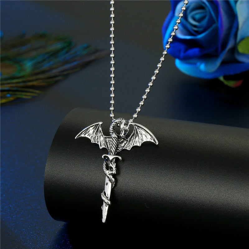 1PC Punk Trendy Zircon Cross Angel Pendant Necklace For Women Men Cute Gothic Vintage Metal Skull Wing Necklace Choker Jewelry