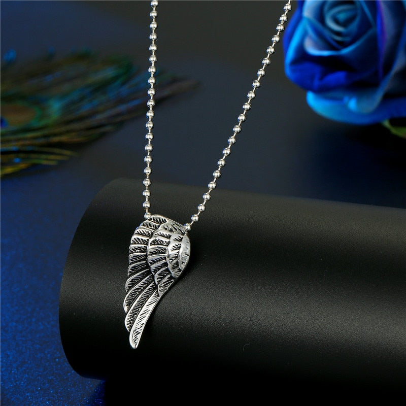 1PC Punk Trendy Zircon Cross Angel Pendant Necklace For Women Men Cute Gothic Vintage Metal Skull Wing Necklace Choker Jewelry