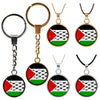 1PC Round Palestine Flag Map Pendant Necklace Key Chain Jewelry Keychain Souvenirs Gifts For Men Women New