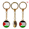 1PC Round Palestine Flag Map Pendant Necklace Key Chain Jewelry Keychain Souvenirs Gifts For Men Women New