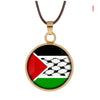 1PC Round Palestine Flag Map Pendant Necklace Key Chain Jewelry Keychain Souvenirs Gifts For Men Women New