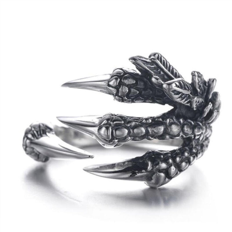1PC Sale Punk Silver Men Women Ring metal Dragon Claws Size 8 9 10 Personality iker Rings Vintage Gothic Jewelry