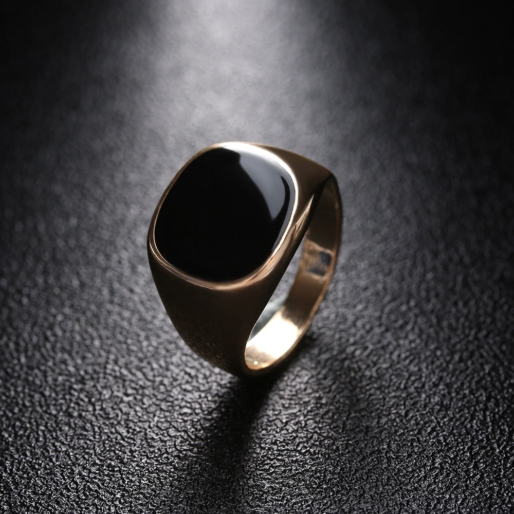 1PC Size 8-12 Vintage Solid Polished Ring Jewelry Classic Minimalist Silver Gold Color Black Finger Ring Gift Wholesale