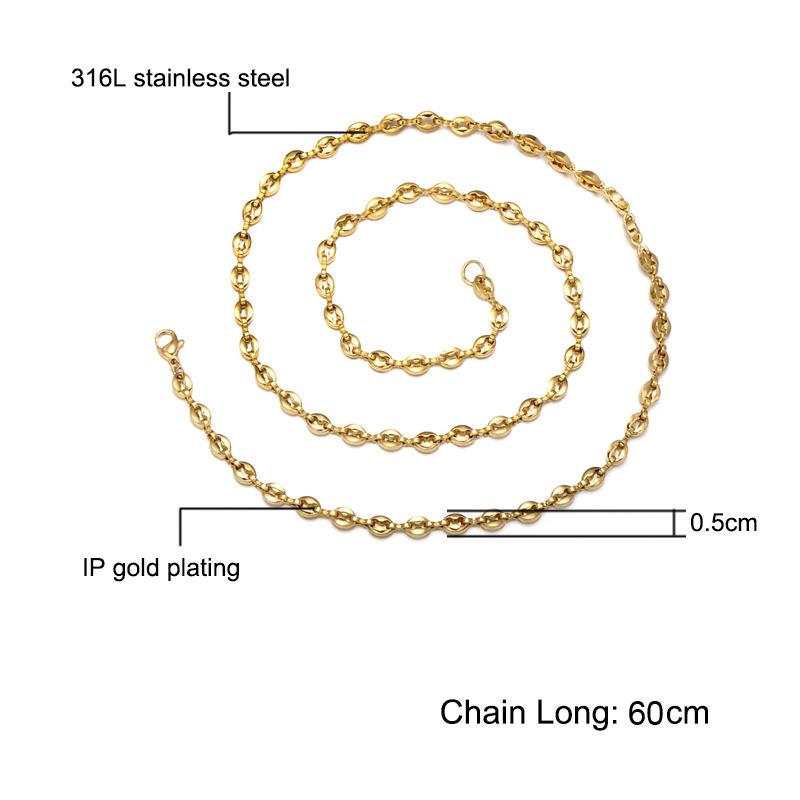 1PC Stainless Steel Necklace Bracelet Domineering Multicolor Coffee Beans Chain Unisex Jewelry Women Men High Quanlity